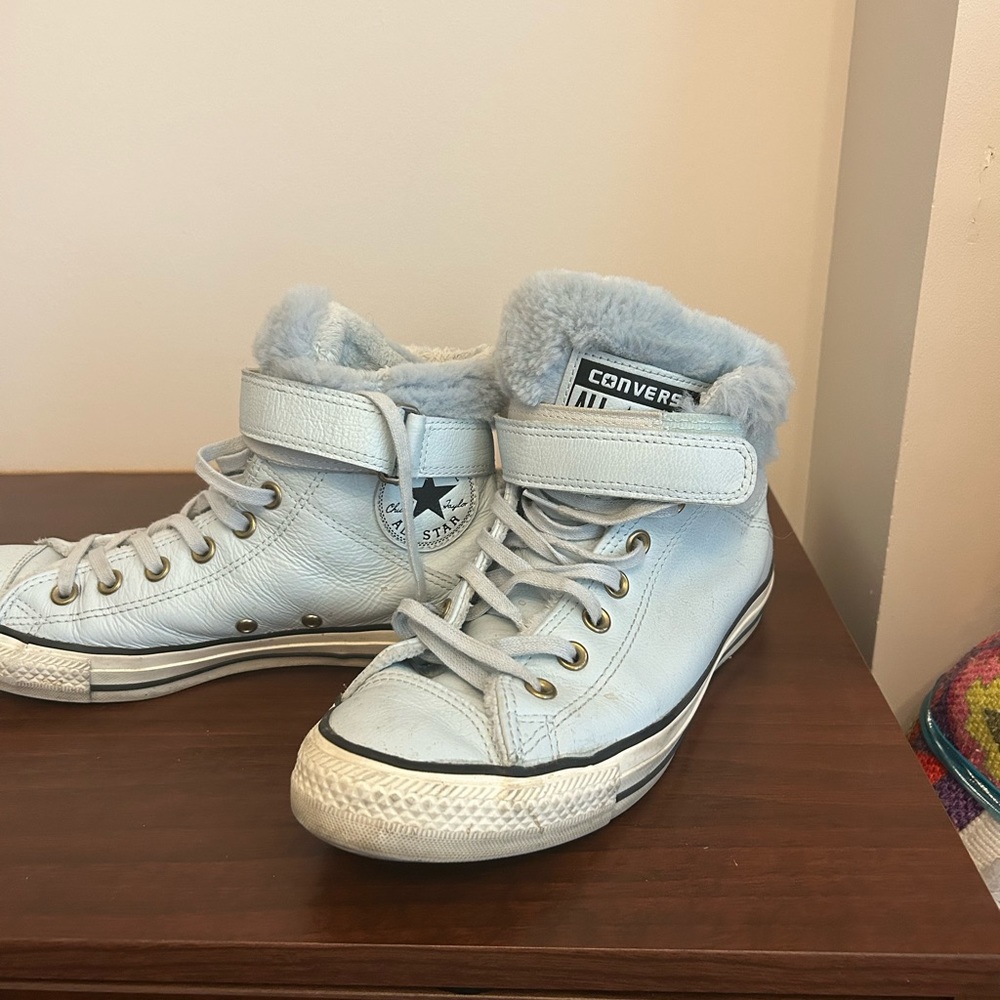 Converse Ice Blue Fur Lining Chuck Taylor All Star Brea Hi Tops